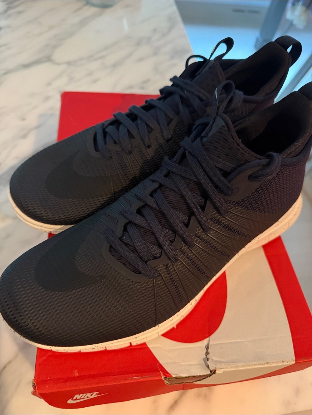 Nike Men’s Dark Navy hypervenom Knit Trainer with White Sole never worn